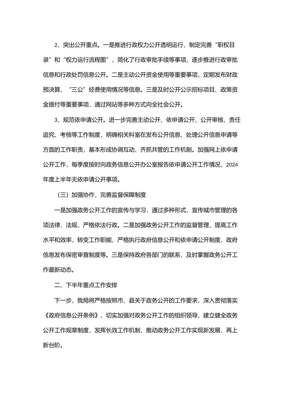 局2024年上半年政务公开总结及下半年工作计划 .docx_第2页