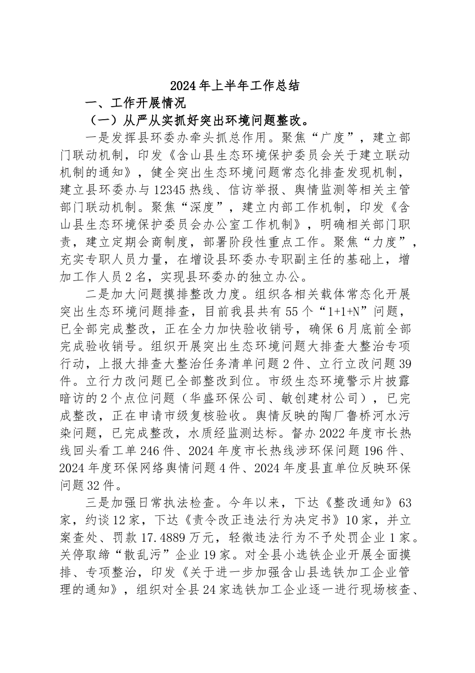 2024年上半年工作总结 .docx_第1页