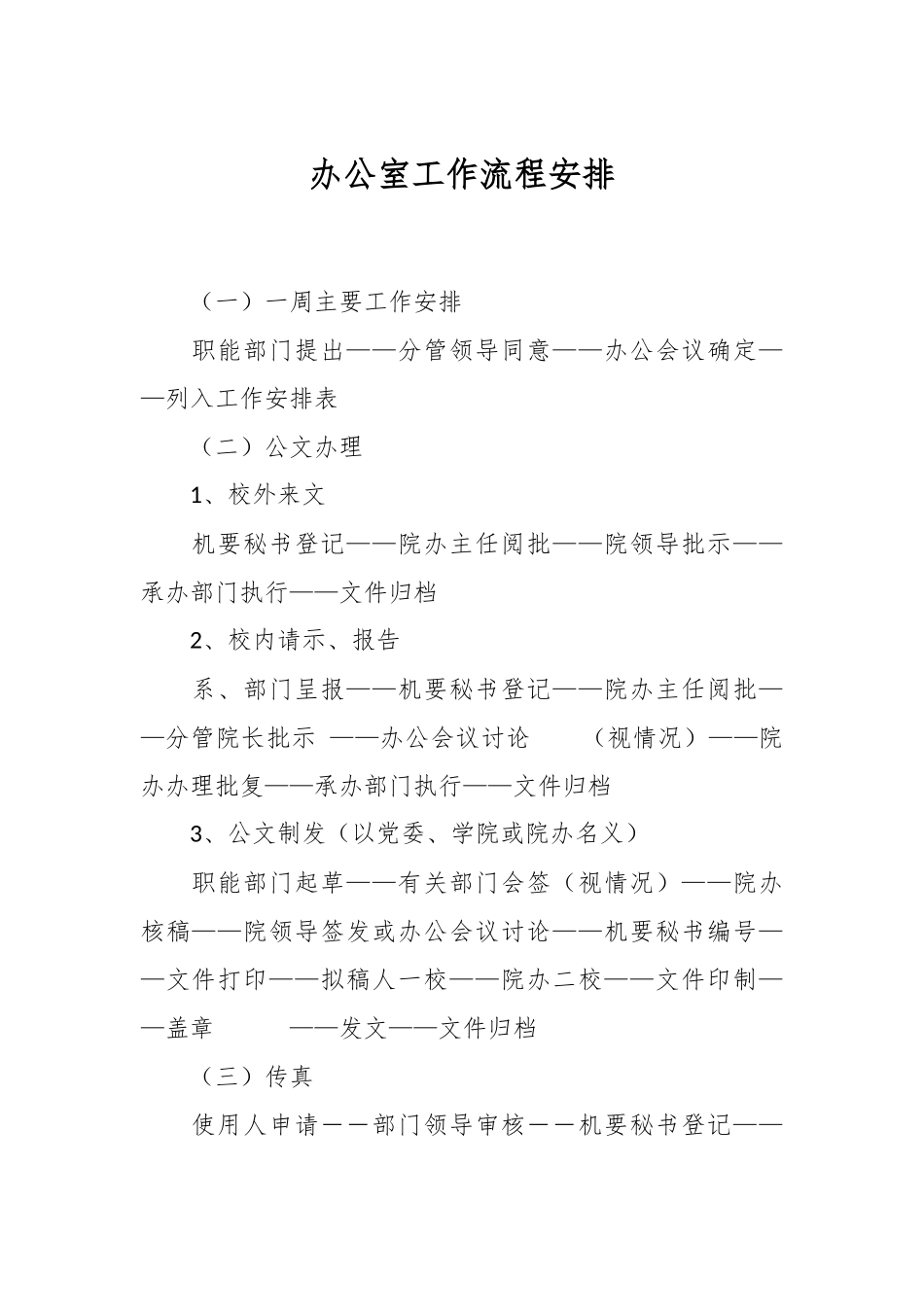 办公室工作流程安排.docx_第1页