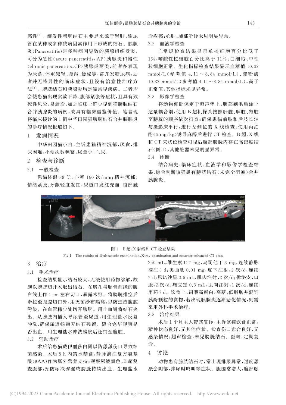 猫膀胱结石合并胰腺炎的诊治_江佳丽.pdf_第2页
