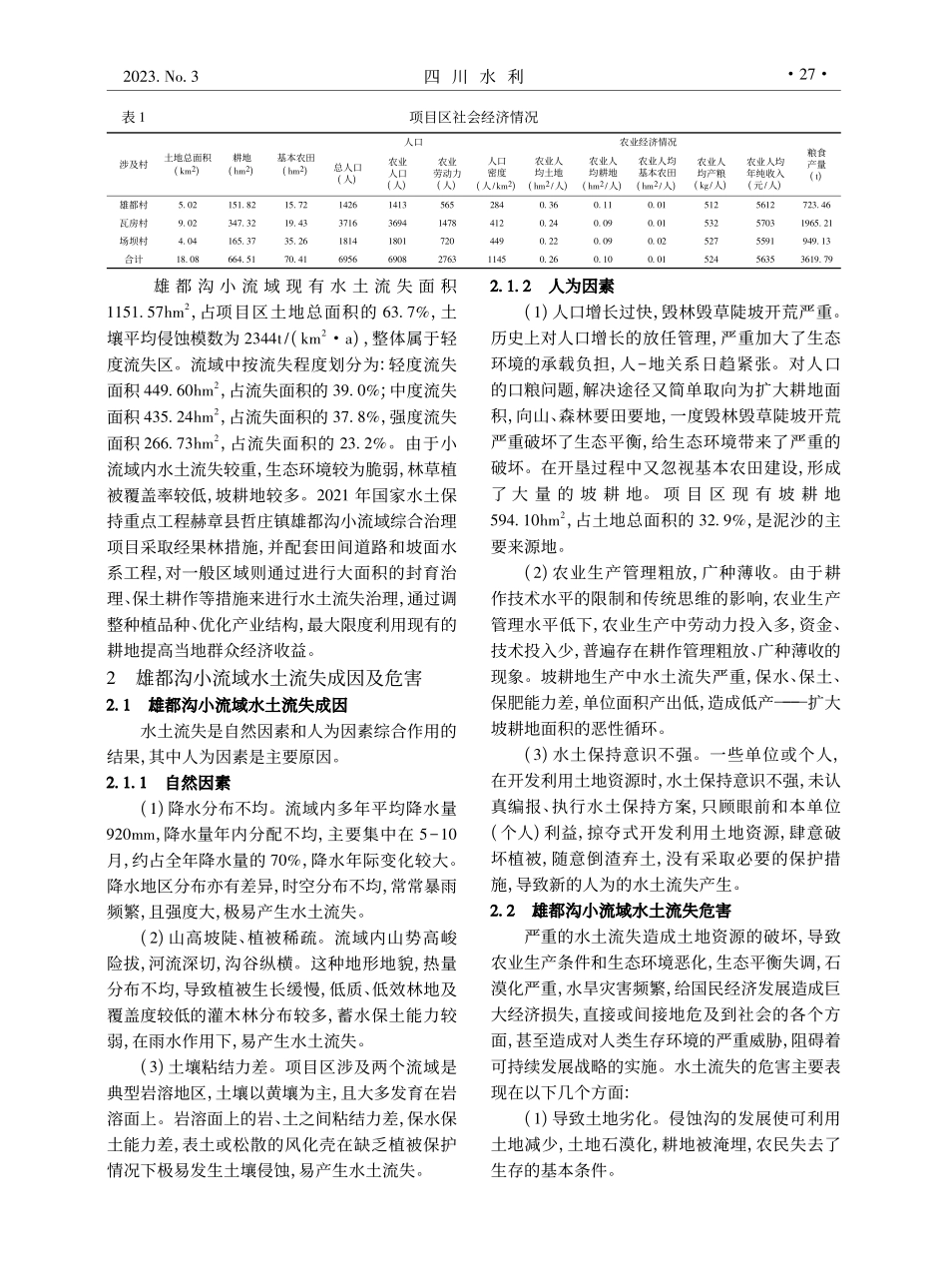 变化环境对赫章县哲庄镇雄都沟小流域水沙的影响_黄国艳.pdf_第2页