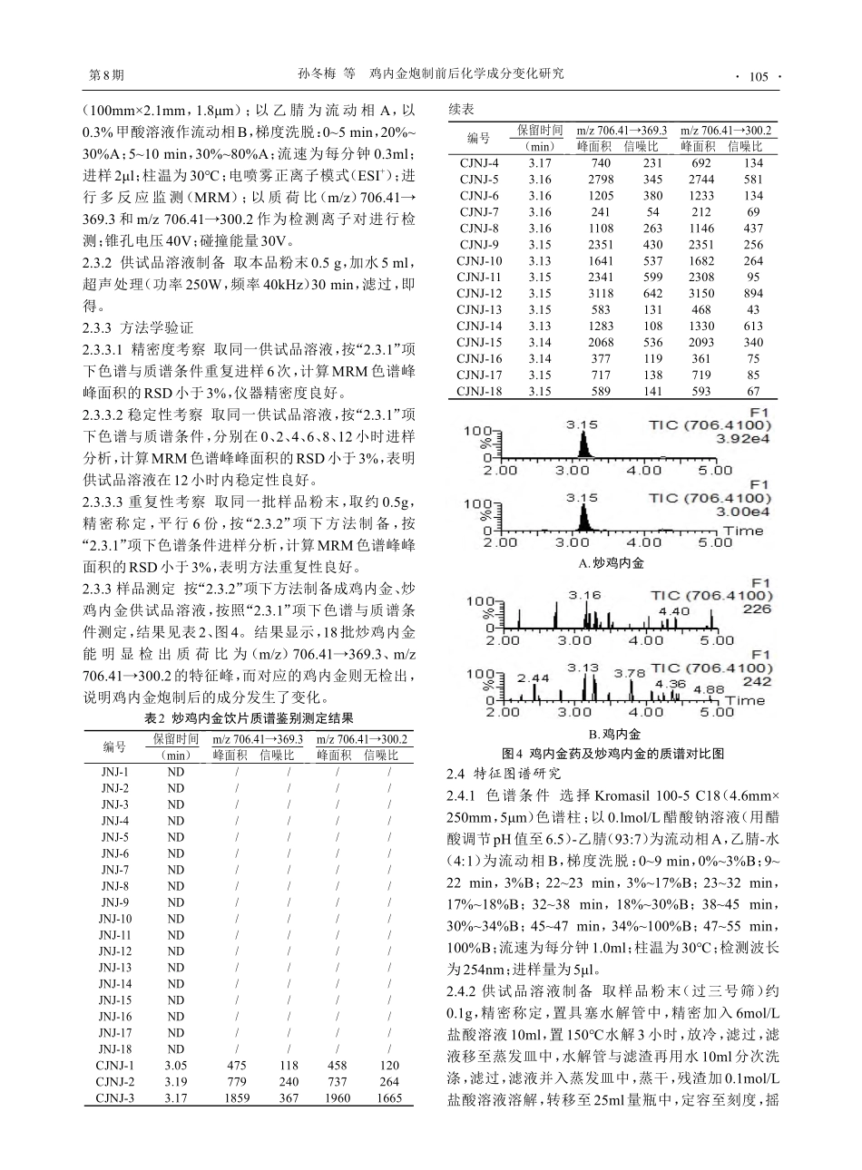 鸡内金炮制前后化学成分变化研究_孙冬梅.pdf_第3页