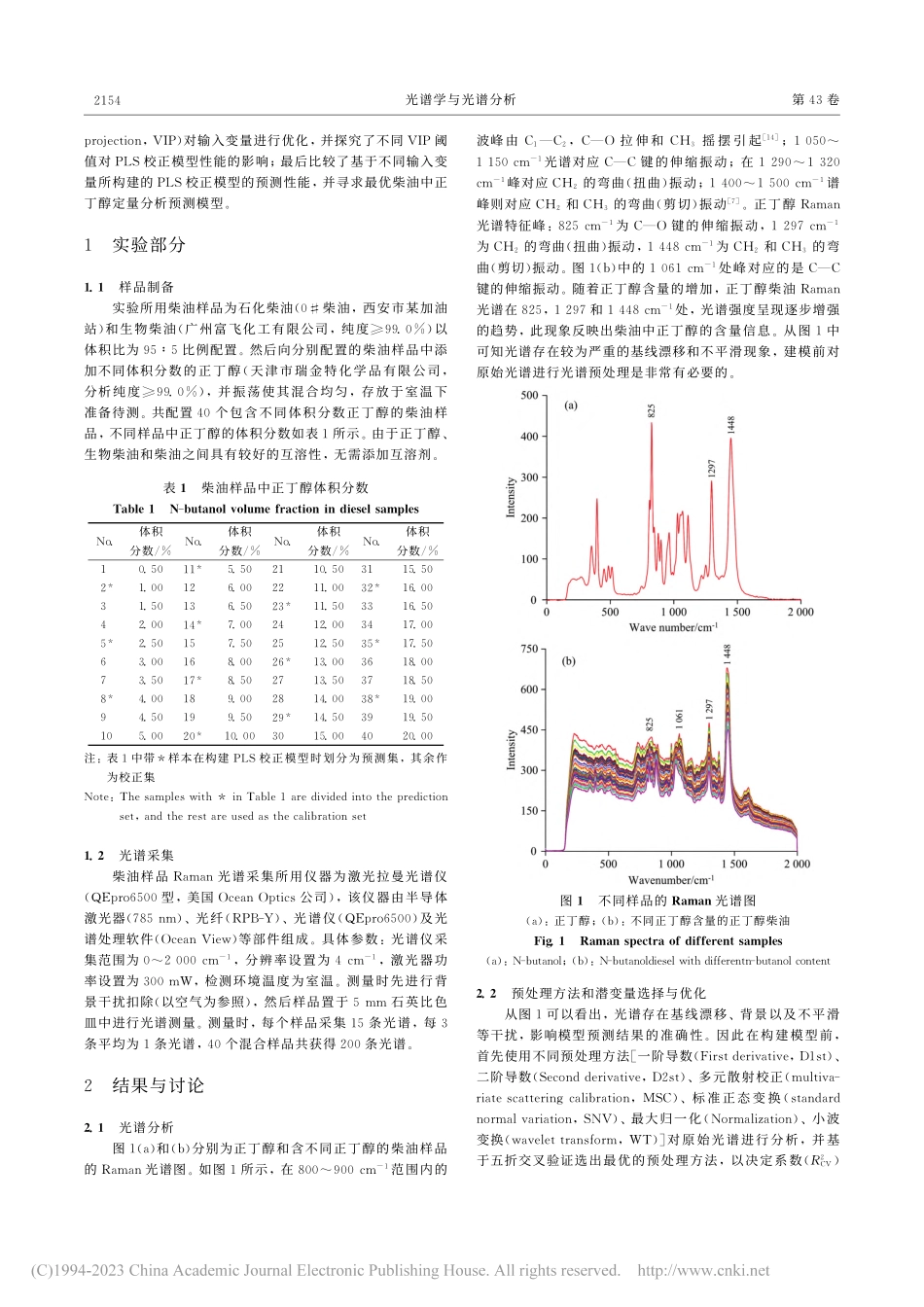 拉曼光谱结合偏最小二乘法在...正丁醇快速定量分析中的应用_麻仲凯.pdf_第2页