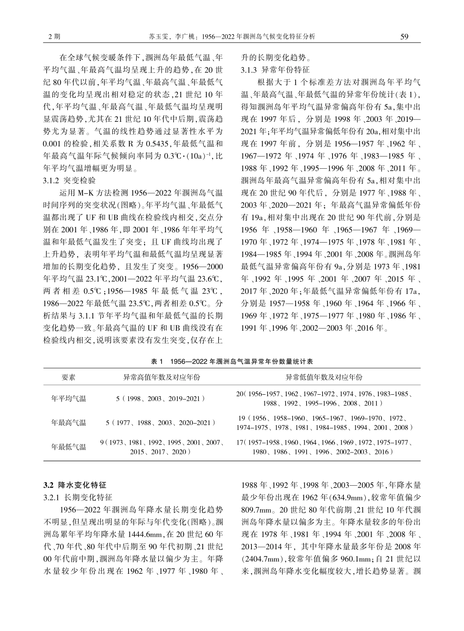 1956—2022年涠洲岛气候变化特征分析_苏玉雯.pdf_第3页