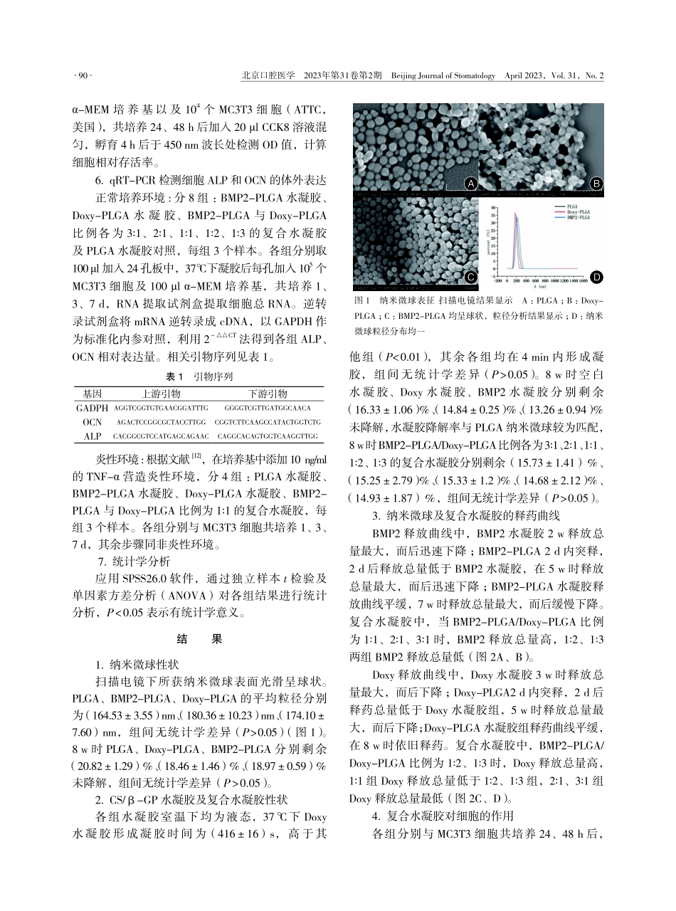 BMP2-PLGA_Doxy-PLGA纳米微球联合CS_β-GP复合温敏水凝胶的制备及性质检测.pdf_第3页