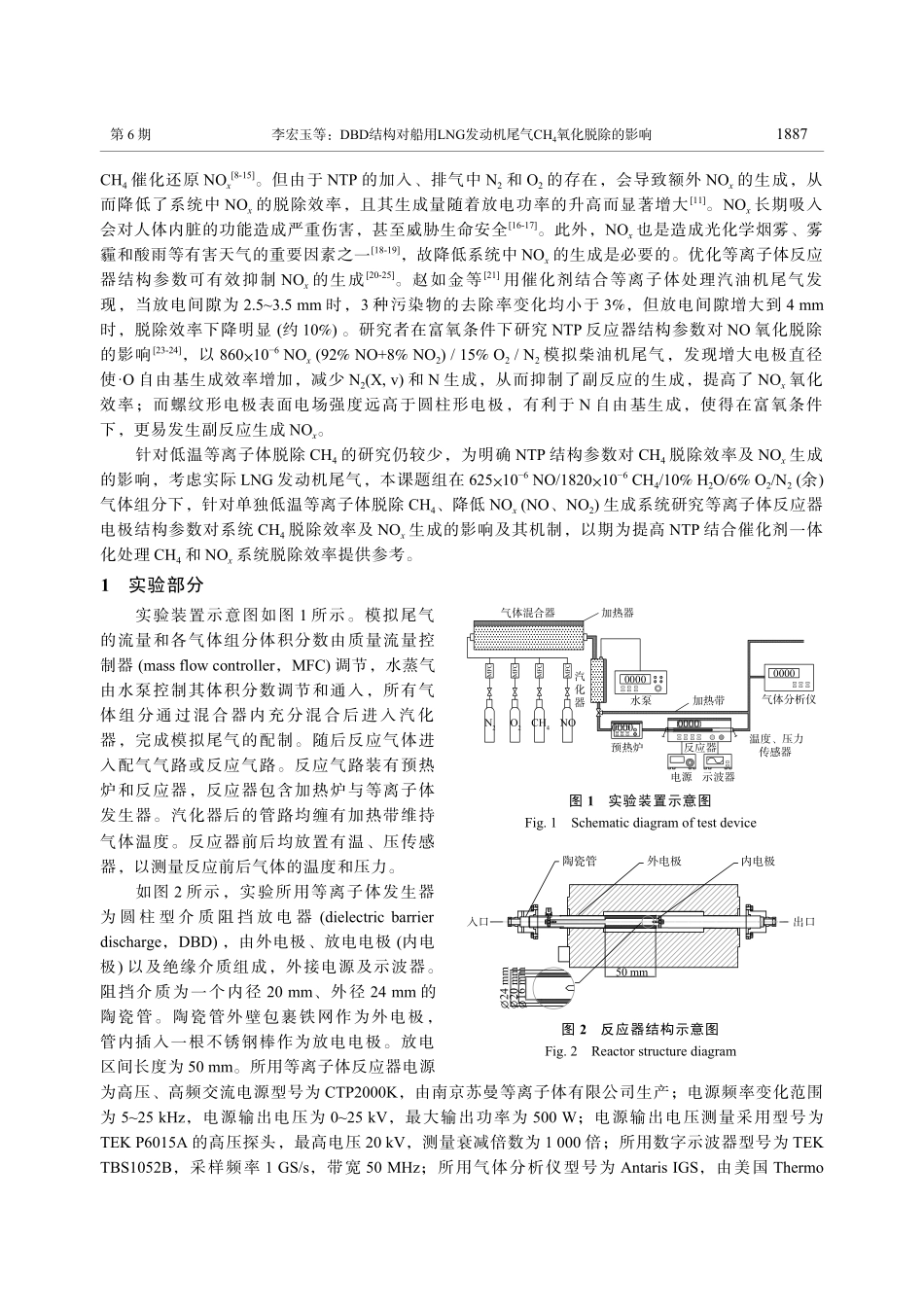 DBD结构对船用LNG发动...尾气CH_4氧化脱除的影响_李宏玉.pdf_第2页