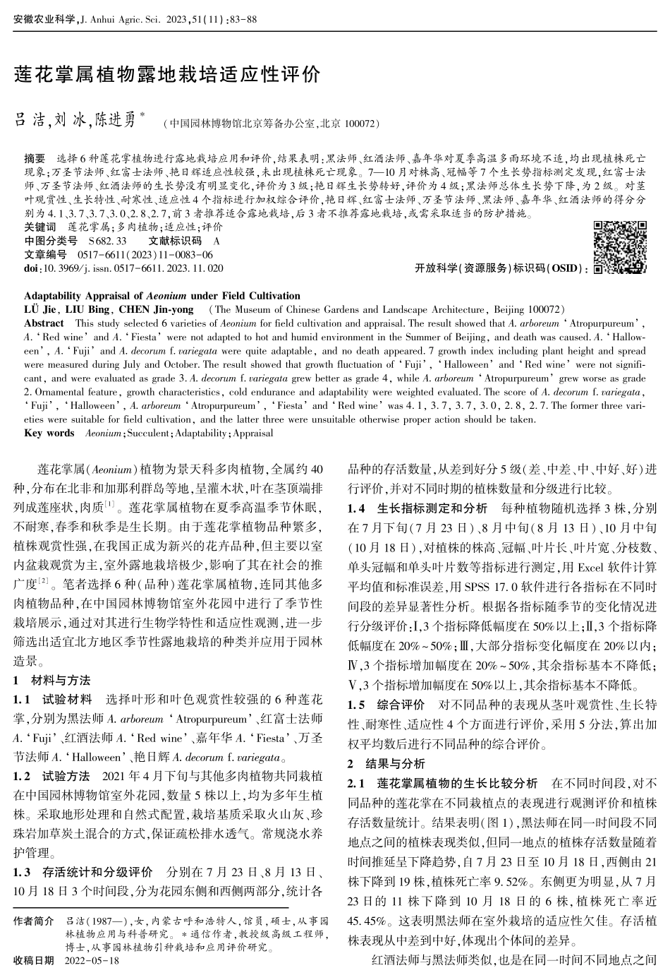 莲花掌属植物露地栽培适应性评价.pdf_第1页