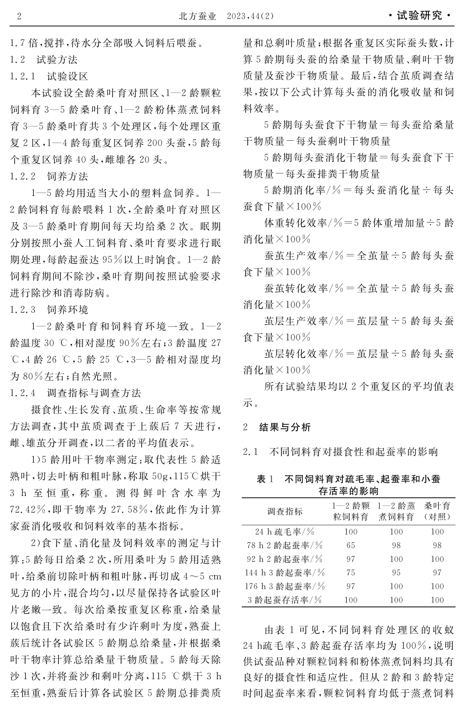 家蚕1-2龄不同人工饲料育对生长发育和饲料效率的影响.pdf_第2页
