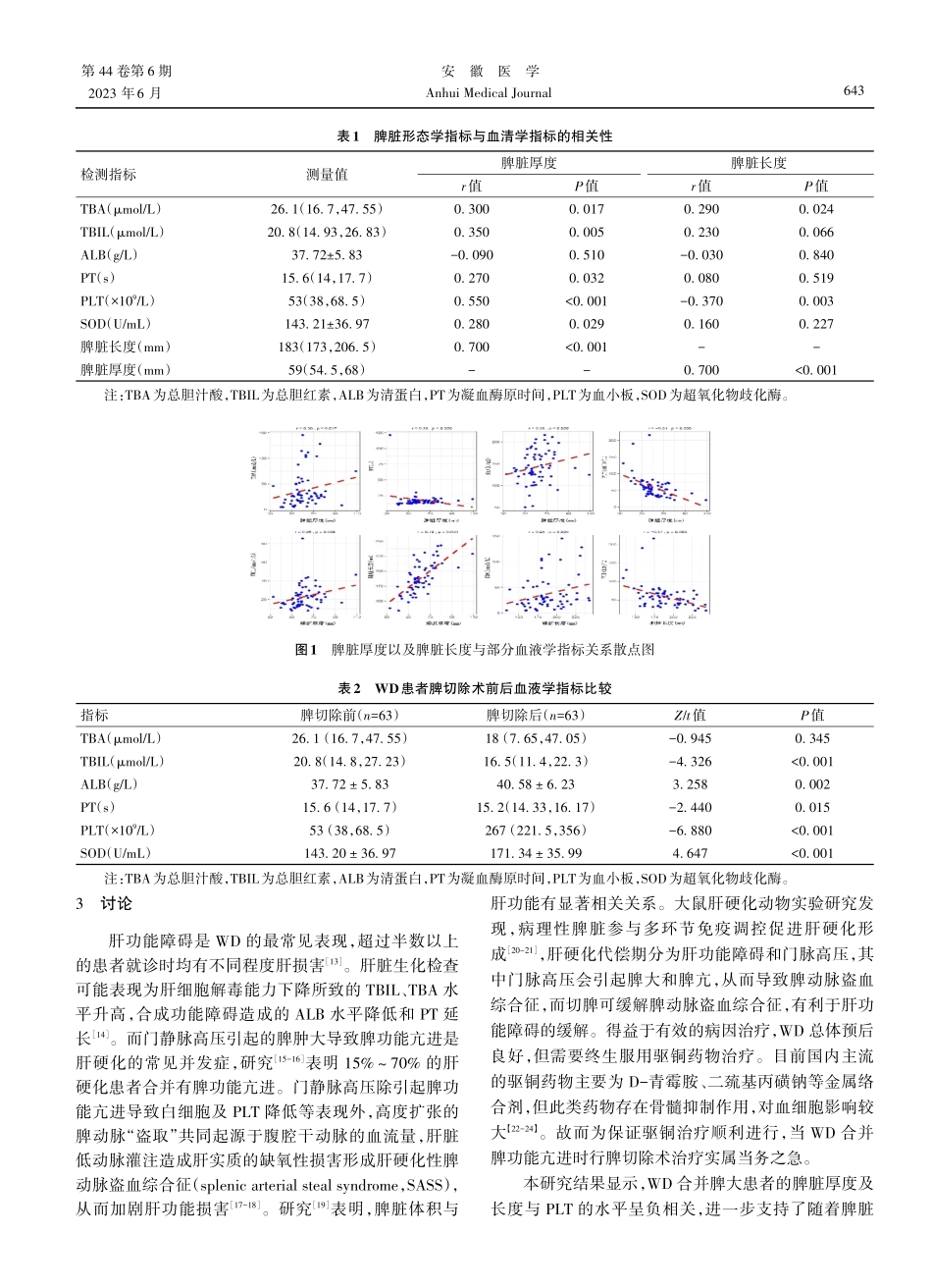 脾切除术治疗Wilson病合并脾亢患者的血液学改变及临床疗效.pdf_第3页