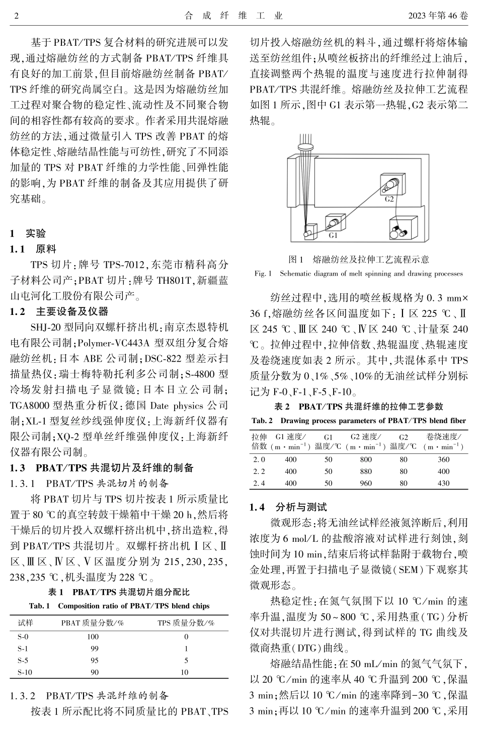 热塑性淀粉共混改性PBAT纤维的制备及其性能研究.pdf_第2页