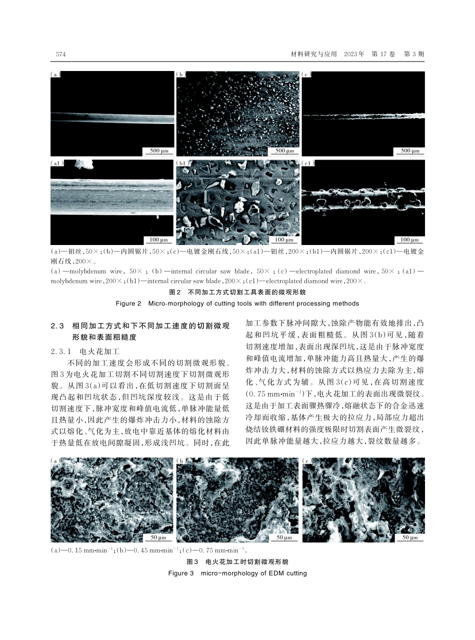 不同加工方式切割烧结钕铁硼磁体的表面微观形貌和粗糙度研究.pdf_第3页