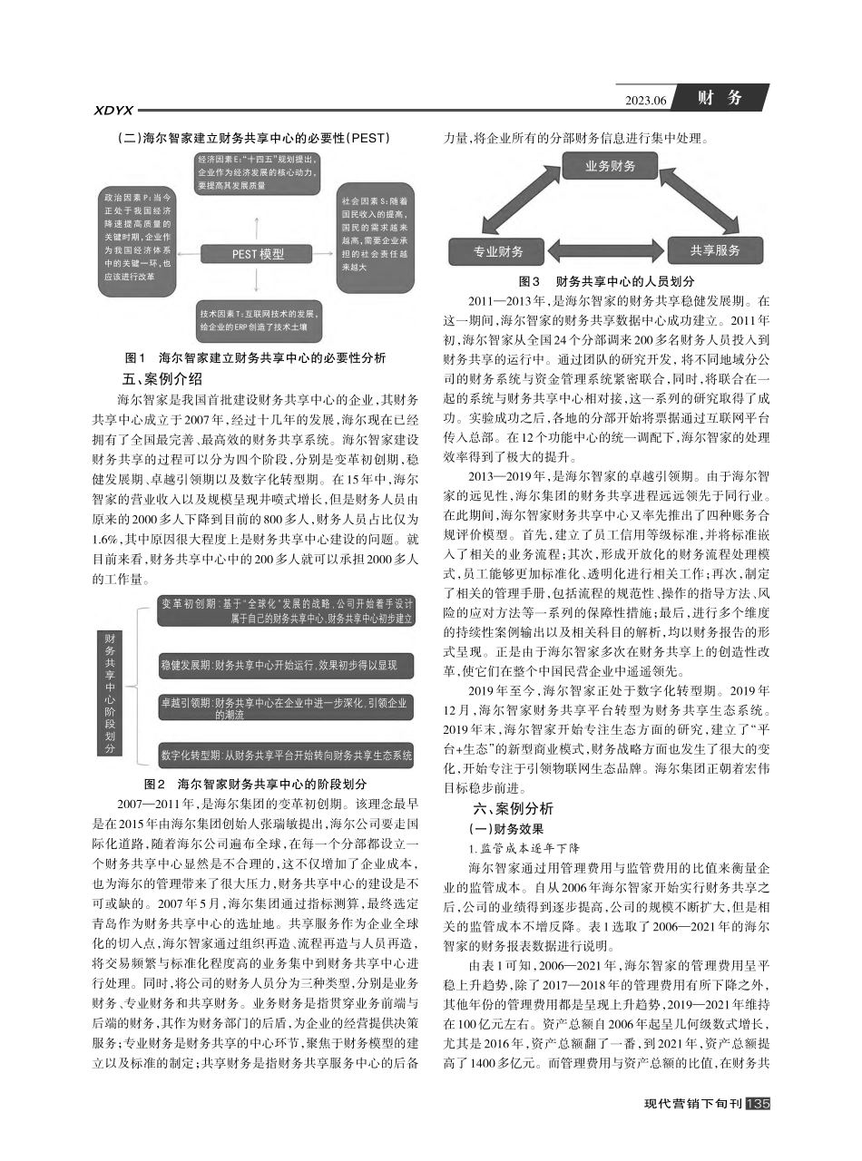 财务共享模式下企业绩效案例研究——以海尔智家为例_柳兴楠.pdf_第2页