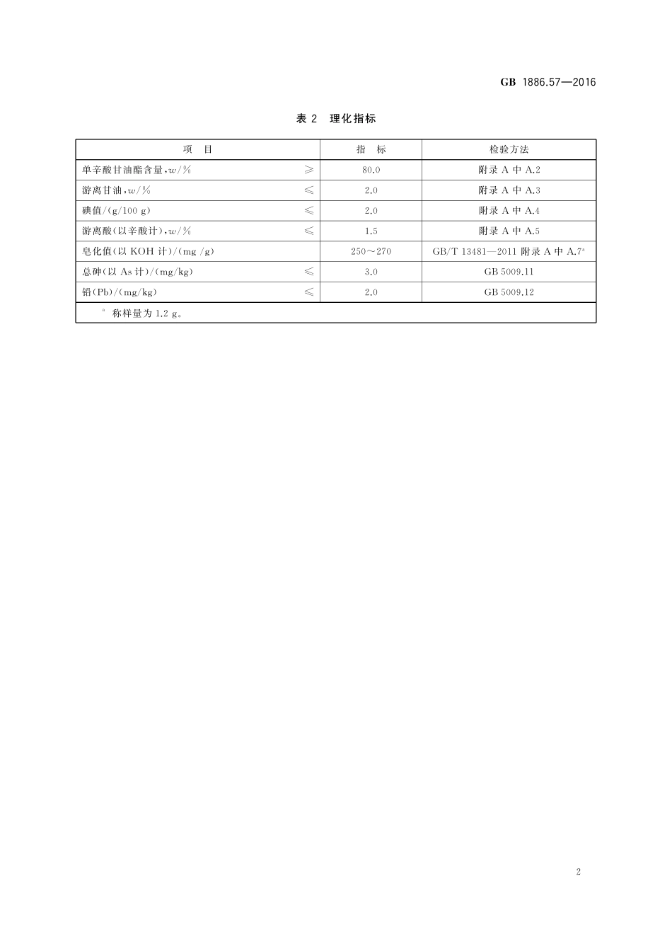 GB 1886.57-2016 食品安全国家标准 食品添加剂 单辛酸甘油酯.pdf_第3页