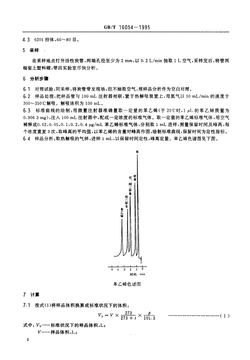 GBT 16054-1995 车间空气中苯乙烯的热解吸气相色谱测定方法.pdf_第3页