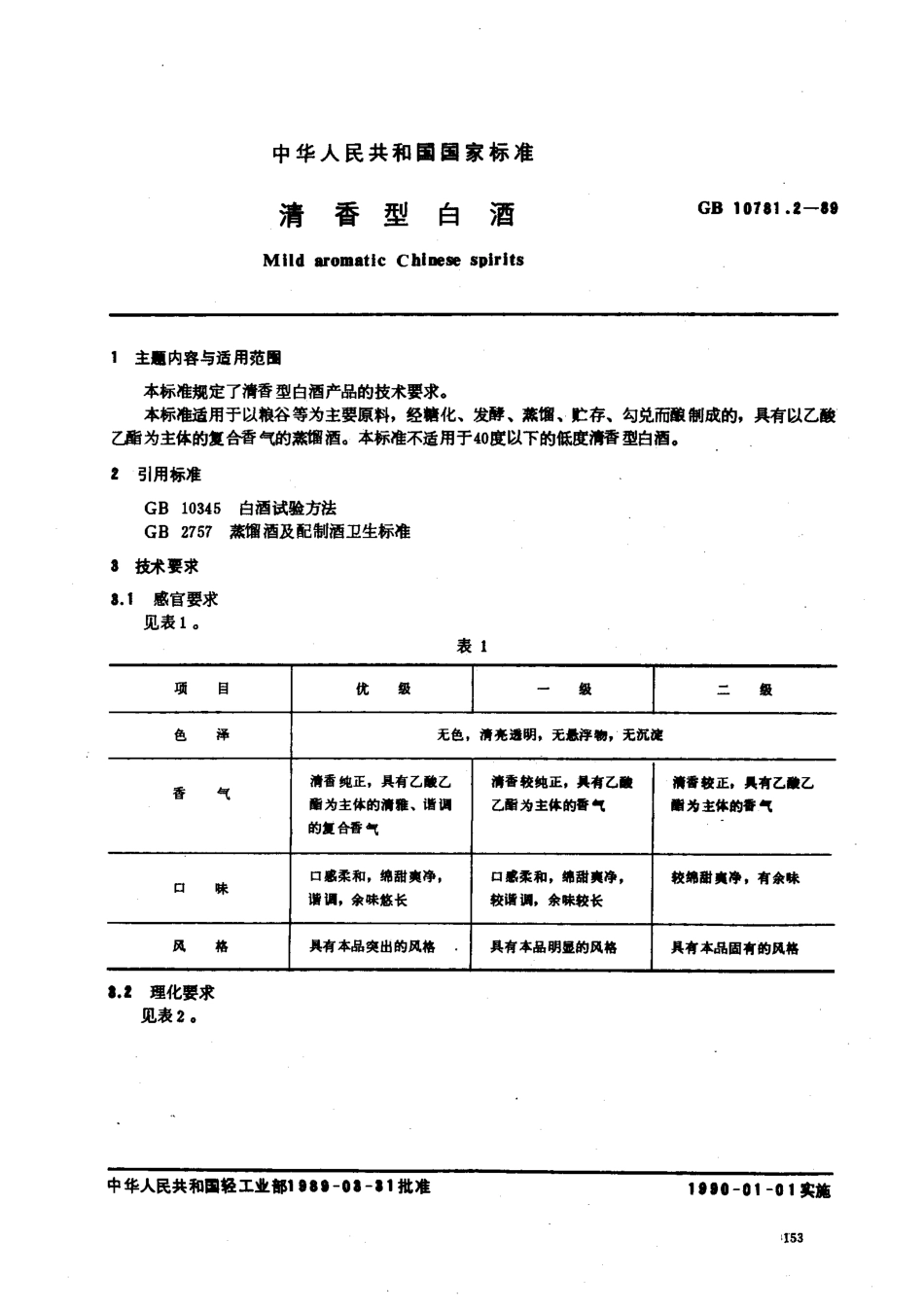 GBT 10781.2-1989 清香型白酒.pdf_第1页