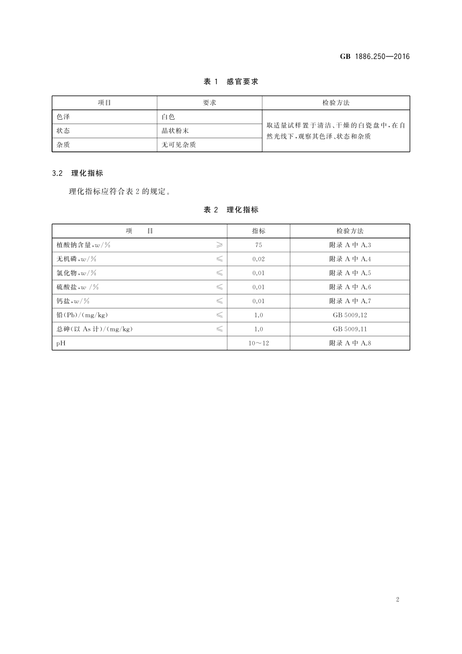 GB 1886.250-2016 食品安全国家标准 食品添加剂 植酸钠.pdf_第3页