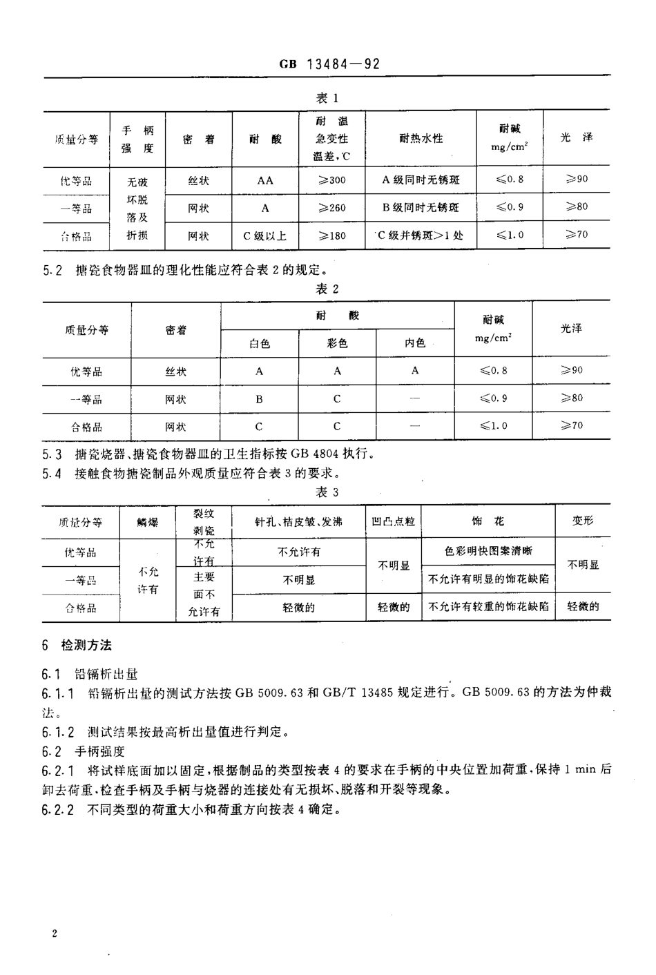 GBT 13485-1992 接触食物搪瓷制品 铅、镉析出量试验方法.pdf_第3页