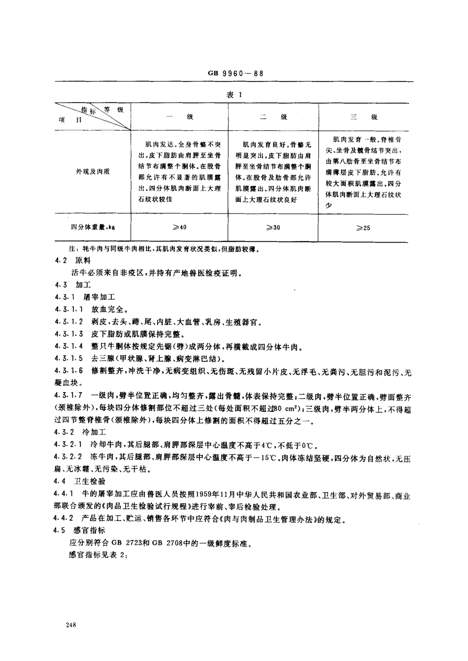 GBT 9960-1988 鲜、冻四分体带骨牛肉.pdf_第2页
