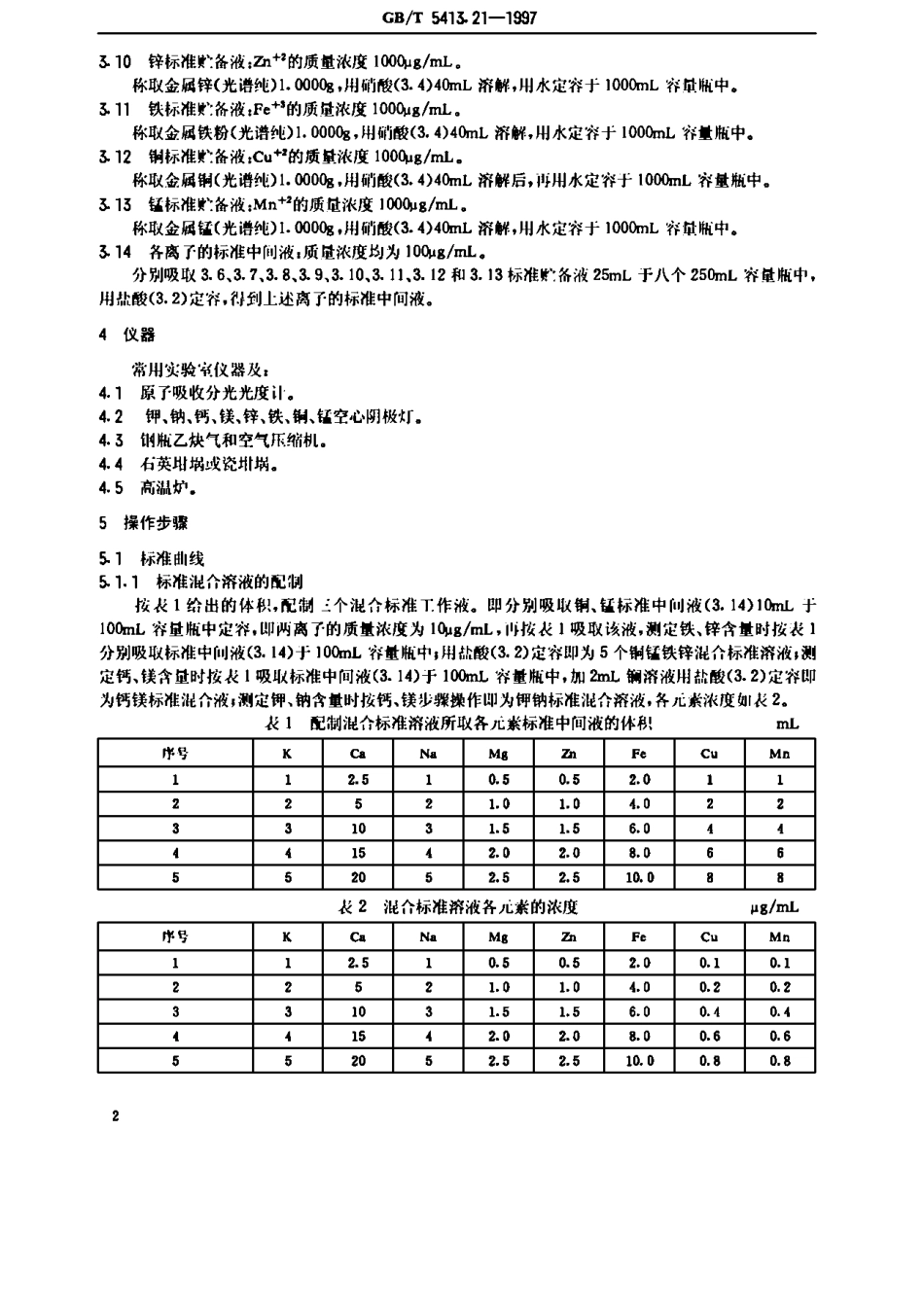 GBT 5413.21-1997 婴幼儿配方食品和乳粉 钙、铁、锌、钠、钾、镁、铜和锰的测定.pdf_第3页