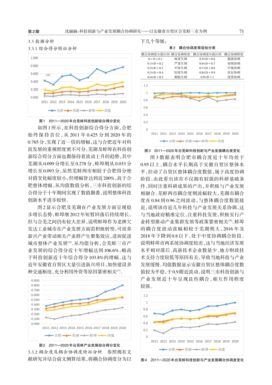 科技创新与产业发展耦合协调研究——以安徽省自贸区合芜蚌三市为例.pdf_第3页