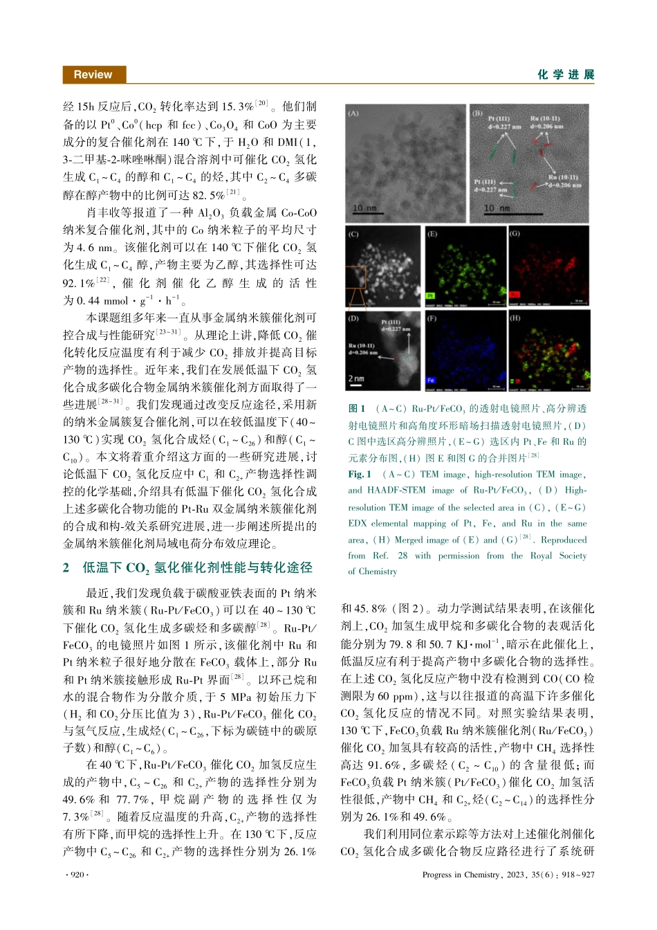 二氧化碳氢化制多碳化合物金属纳米簇催化_王远.pdf_第3页