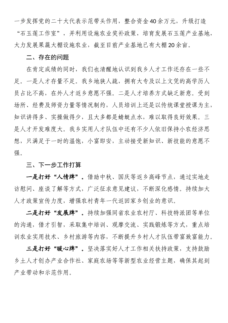 乡2024年人才工作情况总结 .docx_第2页