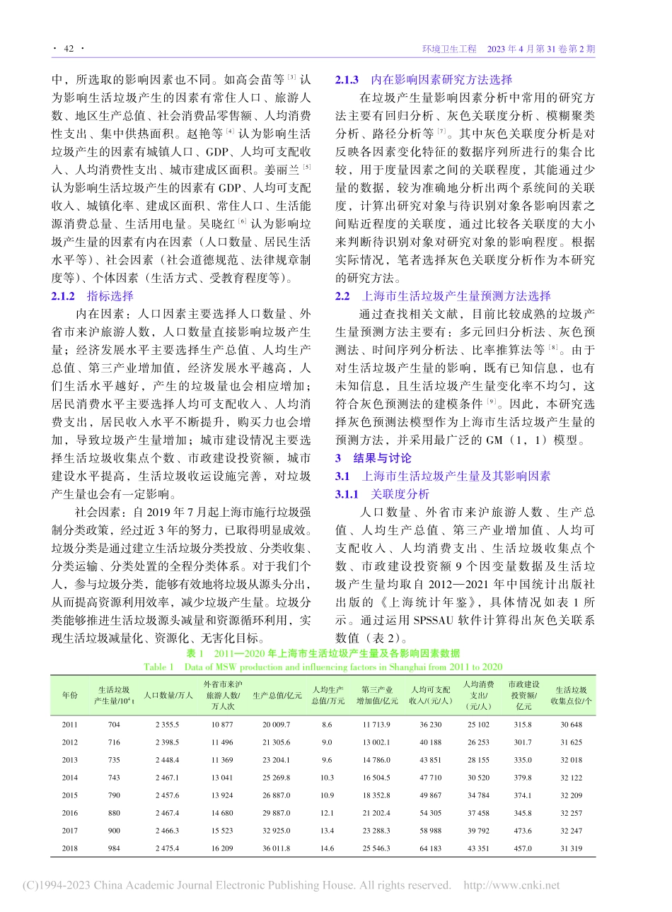 垃圾分类背景下上海市生活垃...产生量的影响因素研究及预测_牛欢欢.pdf_第2页