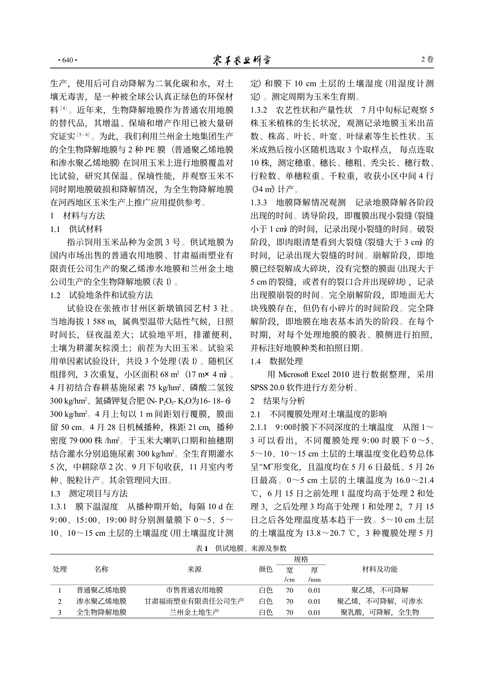 全生物降解地膜对饲用玉米的影响及降解效果研究_杜健.pdf_第2页