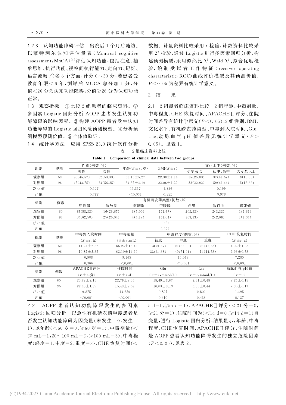 急性有机磷农药中毒患者发生...知功能障碍相关影响因素分析_常晓巍.pdf_第3页