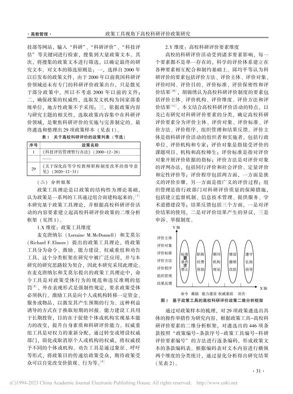 政策工具视角下高校科研评价...21世纪以来的政策文本分析_温虹.pdf_第2页