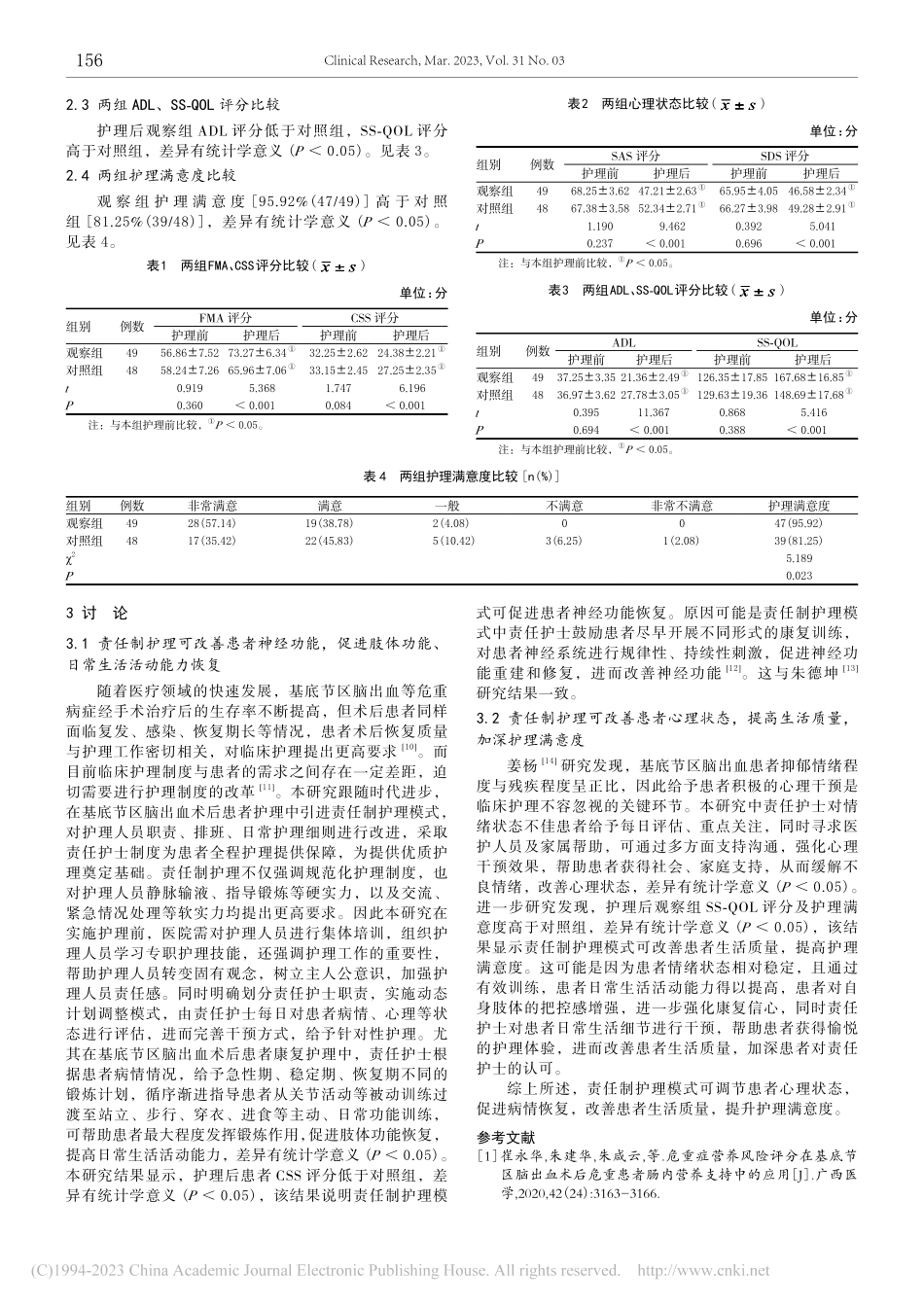 责任制护理对基底节区脑出血...者神经功能及生活质量的影响_吴沛.pdf_第3页