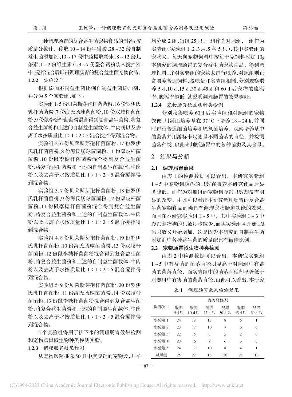 一种调理肠胃的犬用复合益生菌食品制备及应用试验_王诚.pdf_第2页