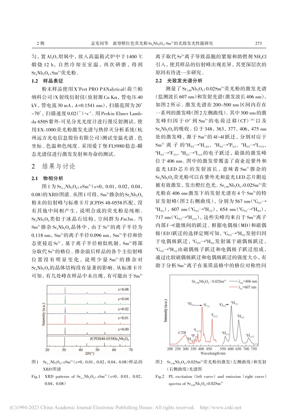 新型橙红色荧光粉Sr_4N...(3+)的光致发光性能研究_孟宪国.pdf_第2页