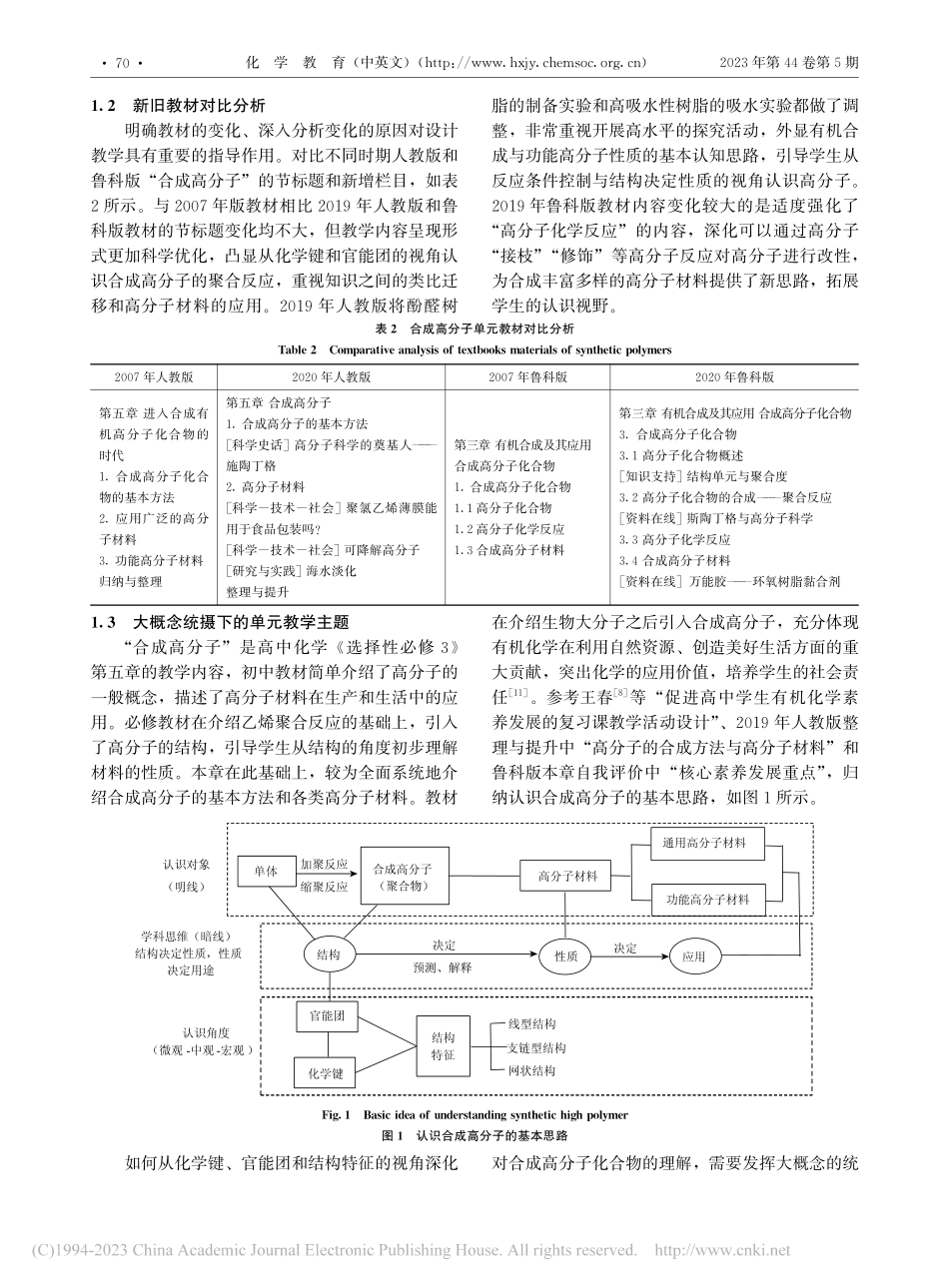 学科大概念统领下基于真实情境的“合成高分子”单元教学_王玲.pdf_第2页
