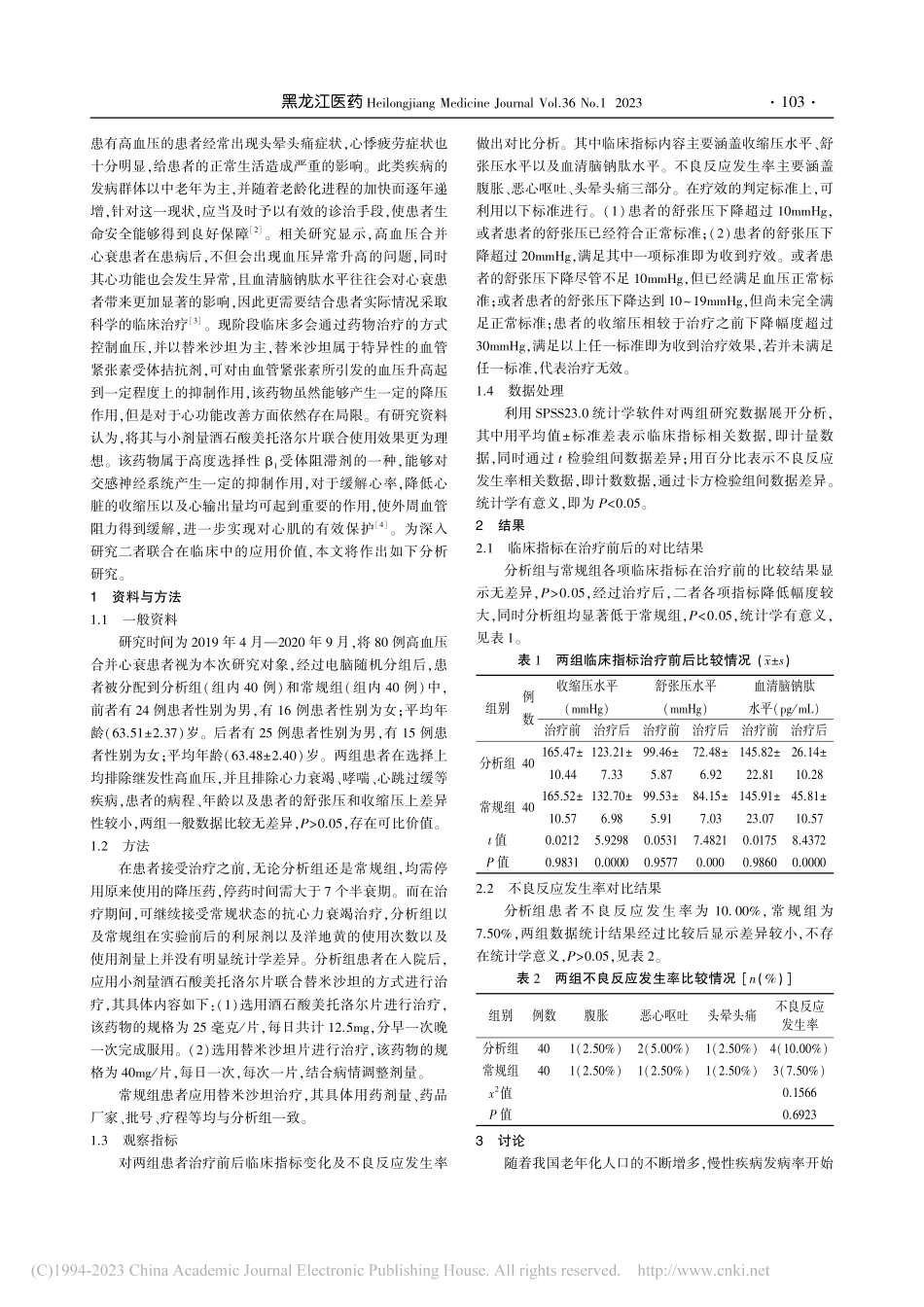 小剂量酒石酸美托洛尔片联合...并心衰患者的治疗安全性分析_李雪.pdf_第2页