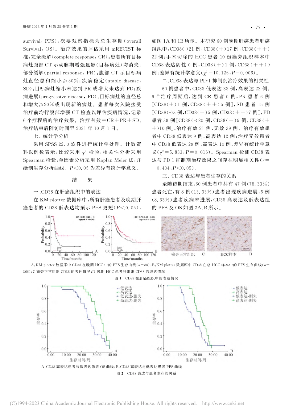 晚期肝癌免疫微环境CD38...D-1抑制剂疗效相关性分析_孙小虎.pdf_第3页