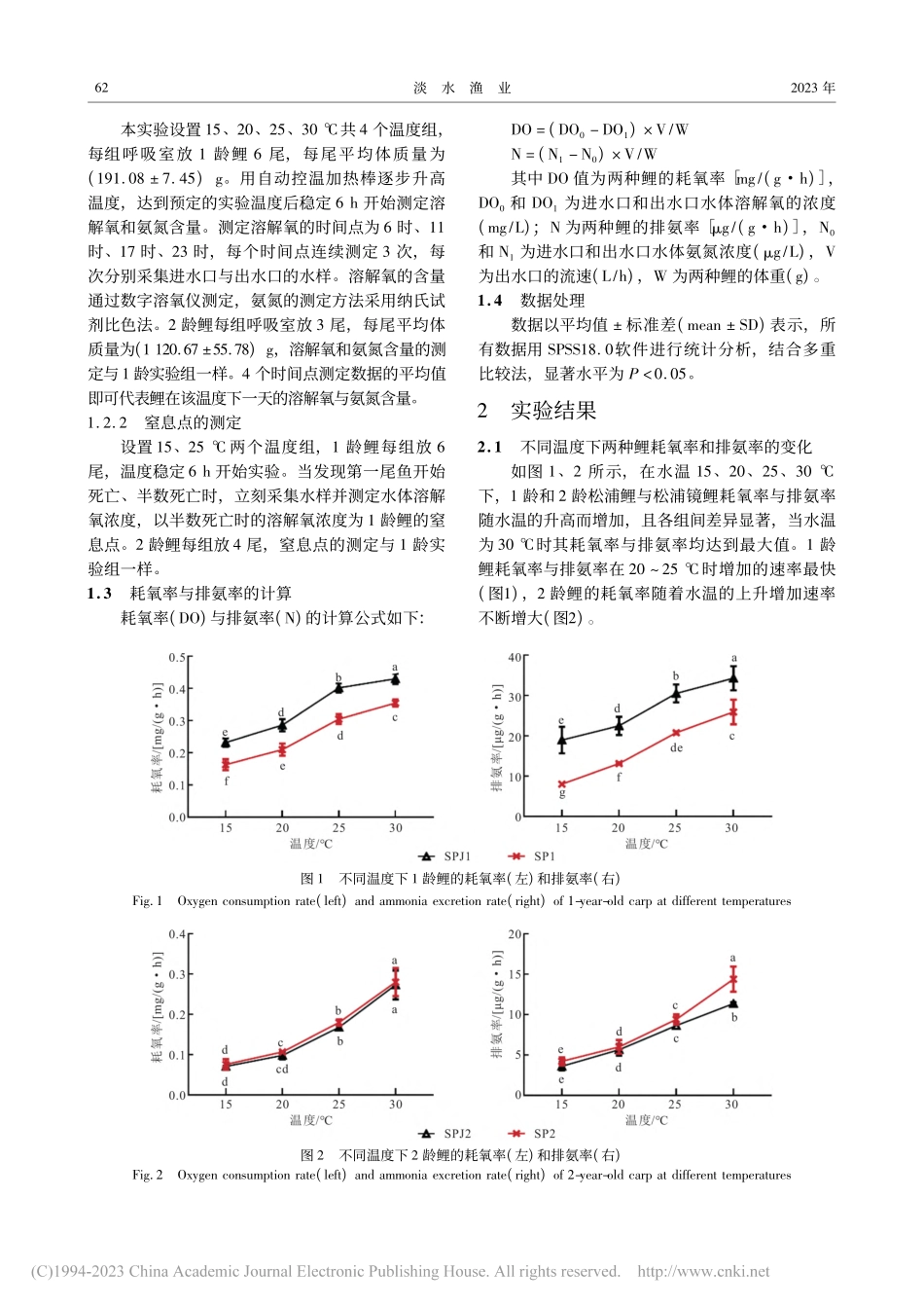 温度对两种鲤耗氧率、排氨率及窒息点的影响_李龑.pdf_第2页