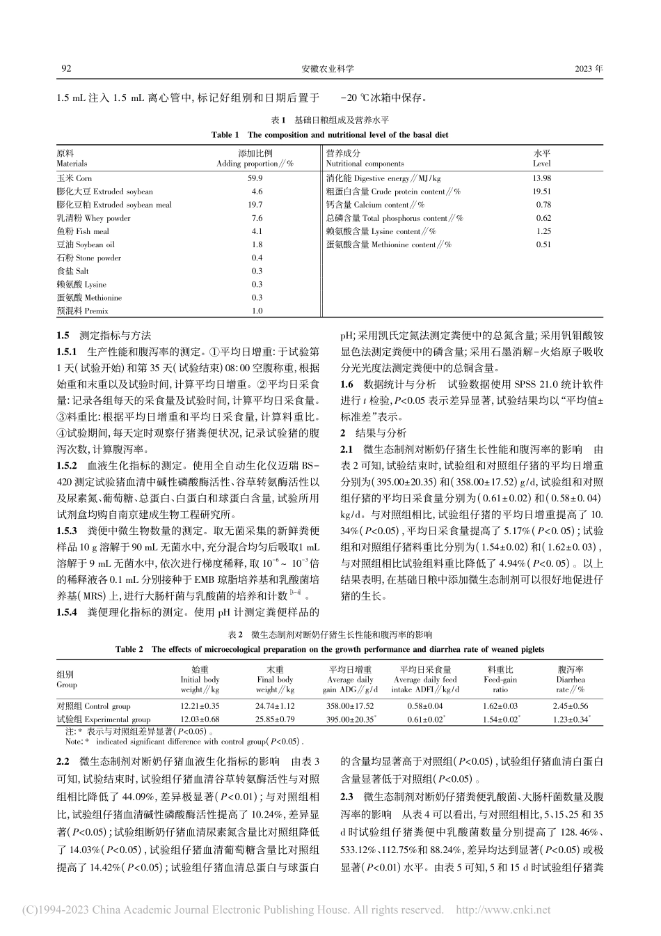 微生态制剂对断奶仔猪的临床应用效果研究_尹红梅.pdf_第2页
