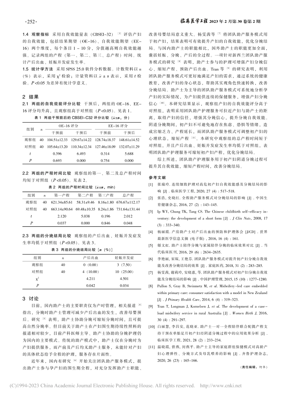 团队助产护理服务在初产妇阴道分娩中的应用_赵丽丽.pdf_第2页