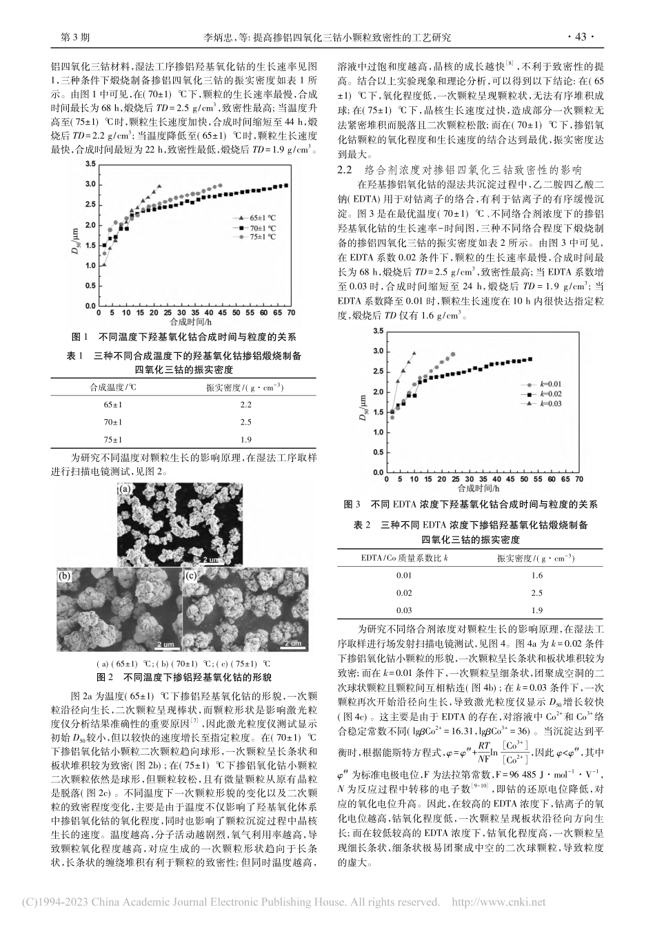 提高掺铝四氧化三钴小颗粒致密性的工艺研究_李炳忠.pdf_第2页