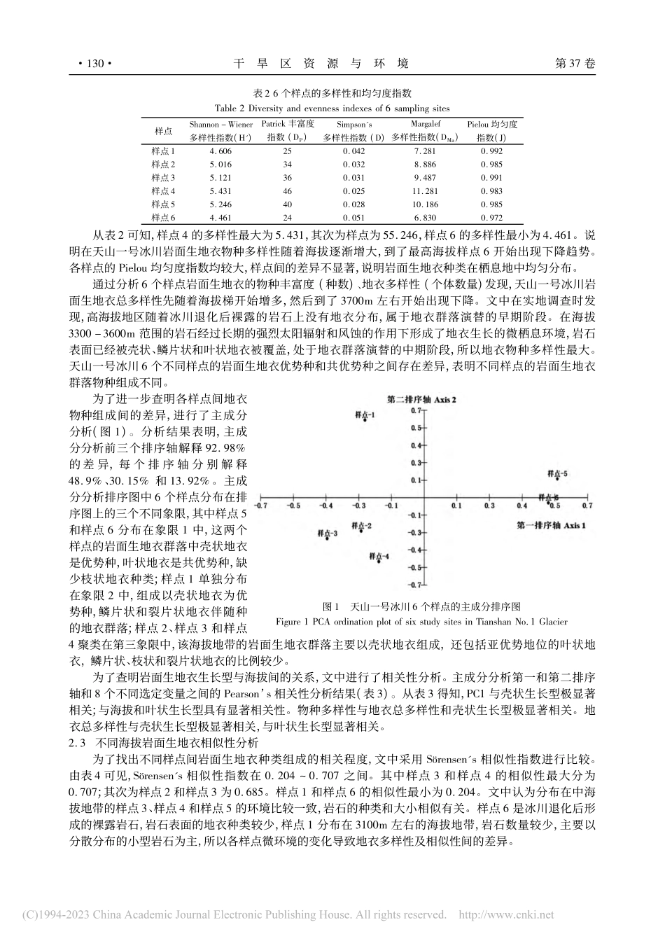 天山一号冰川岩面生地衣物种多样性及其分布特征_拜合提妮萨·依明.pdf_第3页