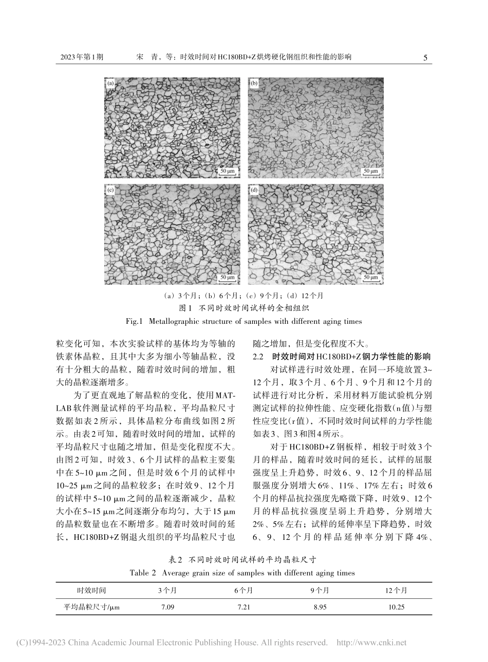 时效时间对HC180BD+...烘烤硬化钢组织和性能的影响_宋青.pdf_第3页