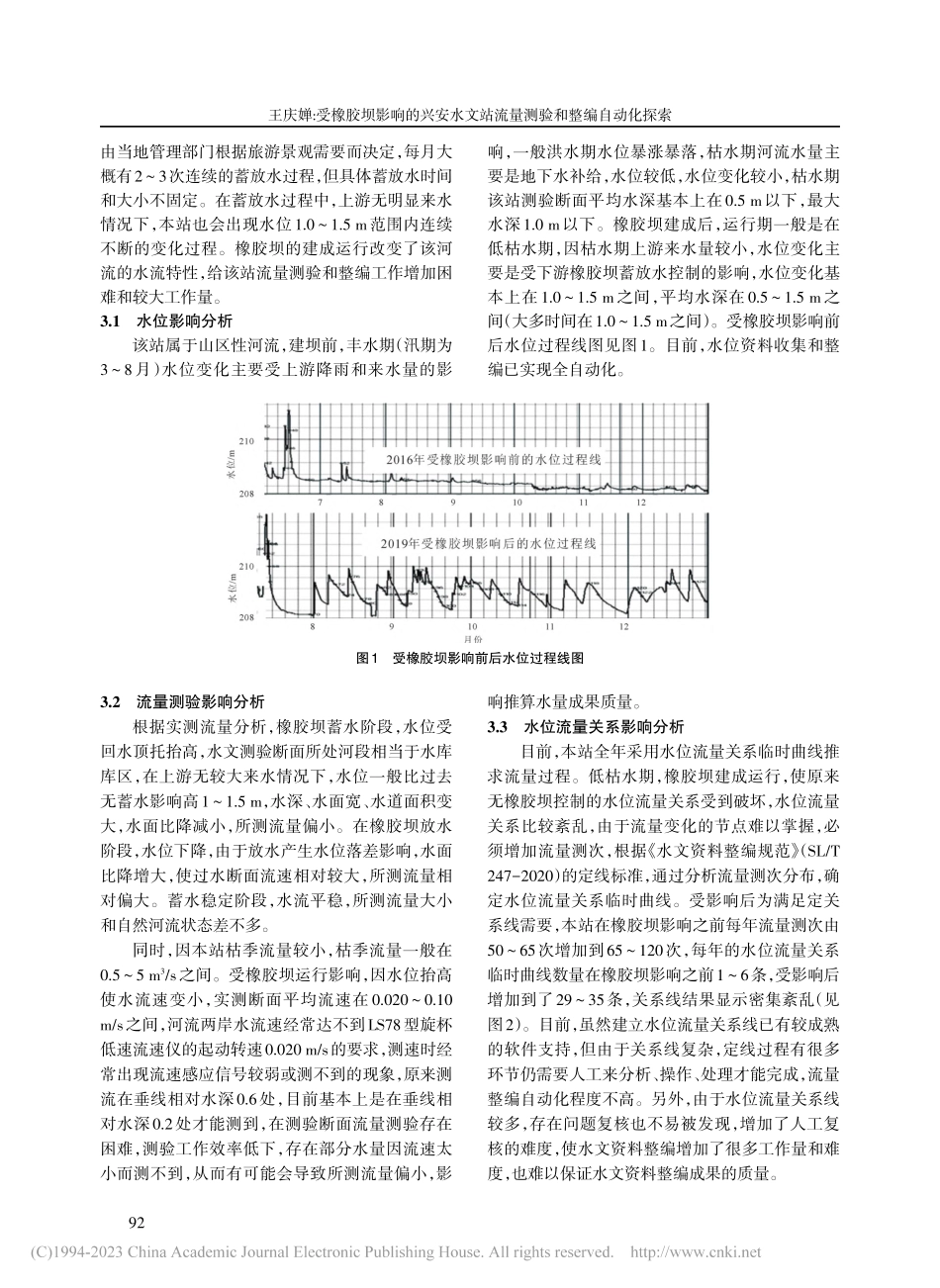 受橡胶坝影响的兴安水文站流量测验和整编自动化探索_王庆婵.pdf_第2页