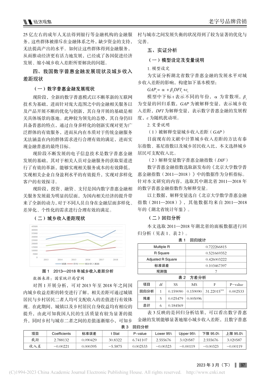 数字普惠金融对城乡收入差距的影响——以湖北省为例_张庆.pdf_第2页