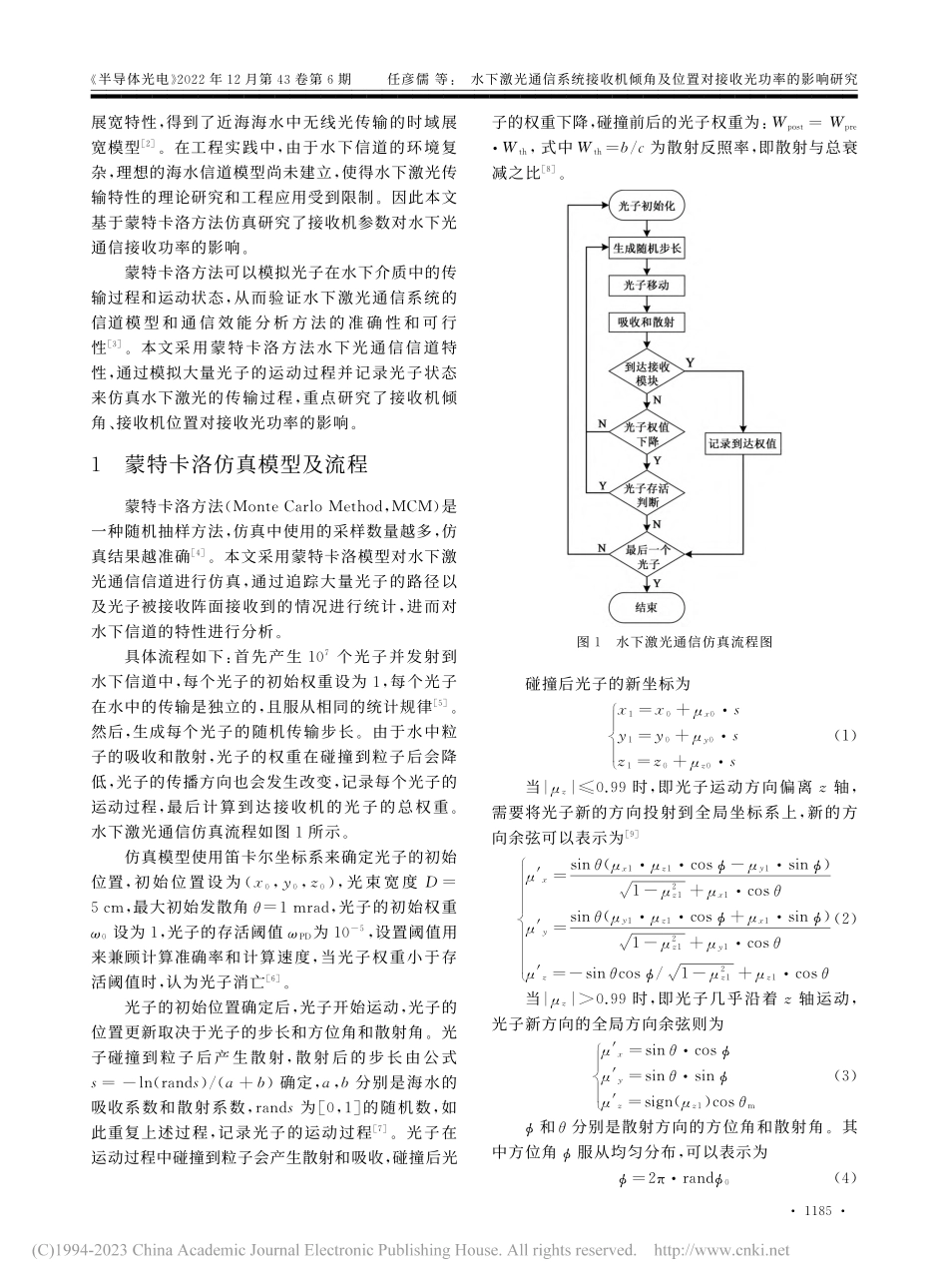 水下激光通信系统接收机倾角...位置对接收光功率的影响研究_任彦儒.pdf_第2页