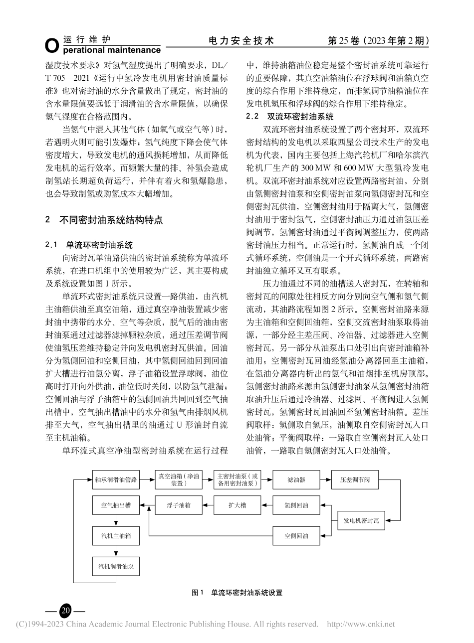 氢冷发电机两种密封油系统对氢气纯度的影响_杨彦肖.pdf_第2页