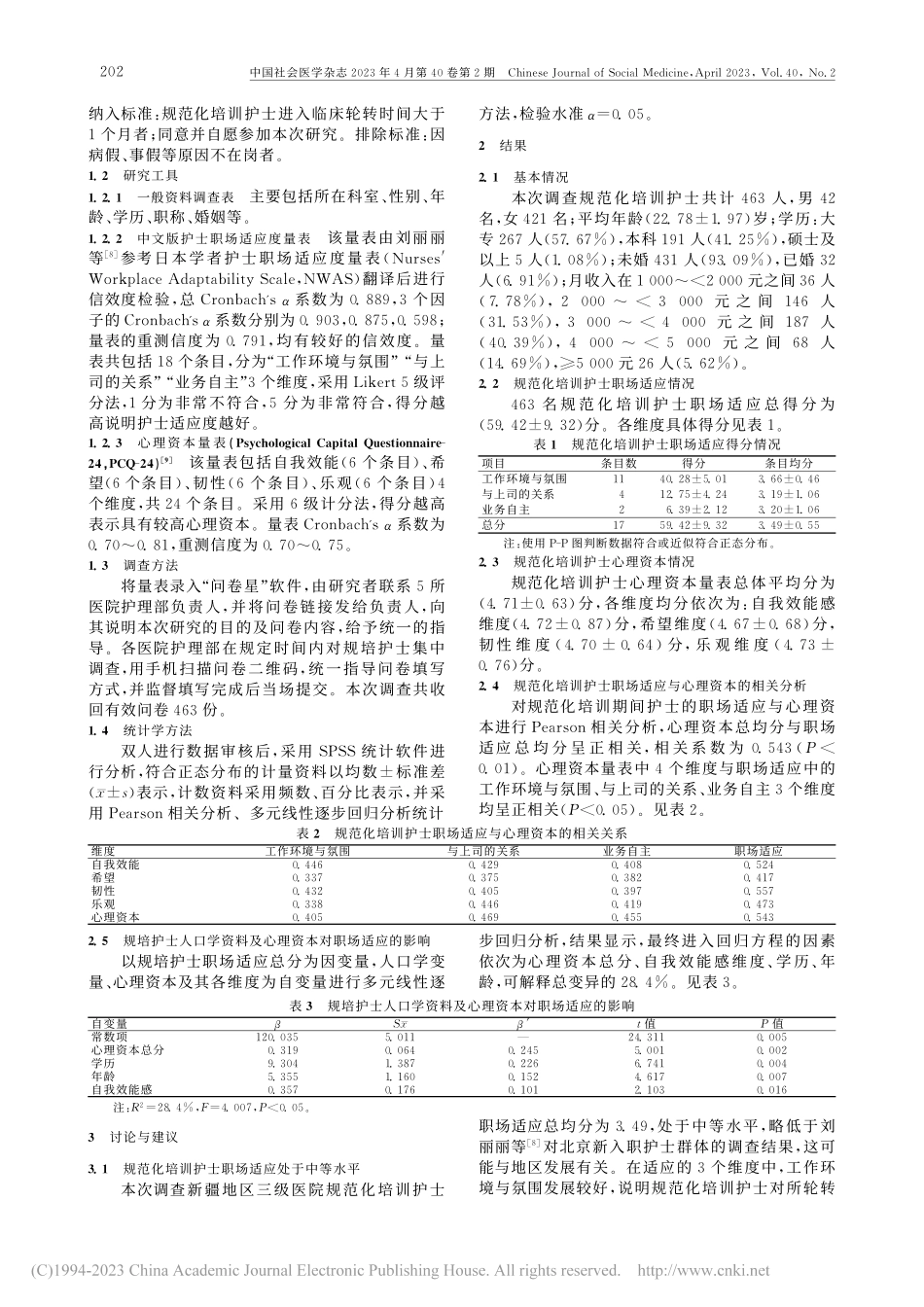 三级医院规范化培训护士心理资本与职场适应的相关性研究_刘丽娟.pdf_第2页