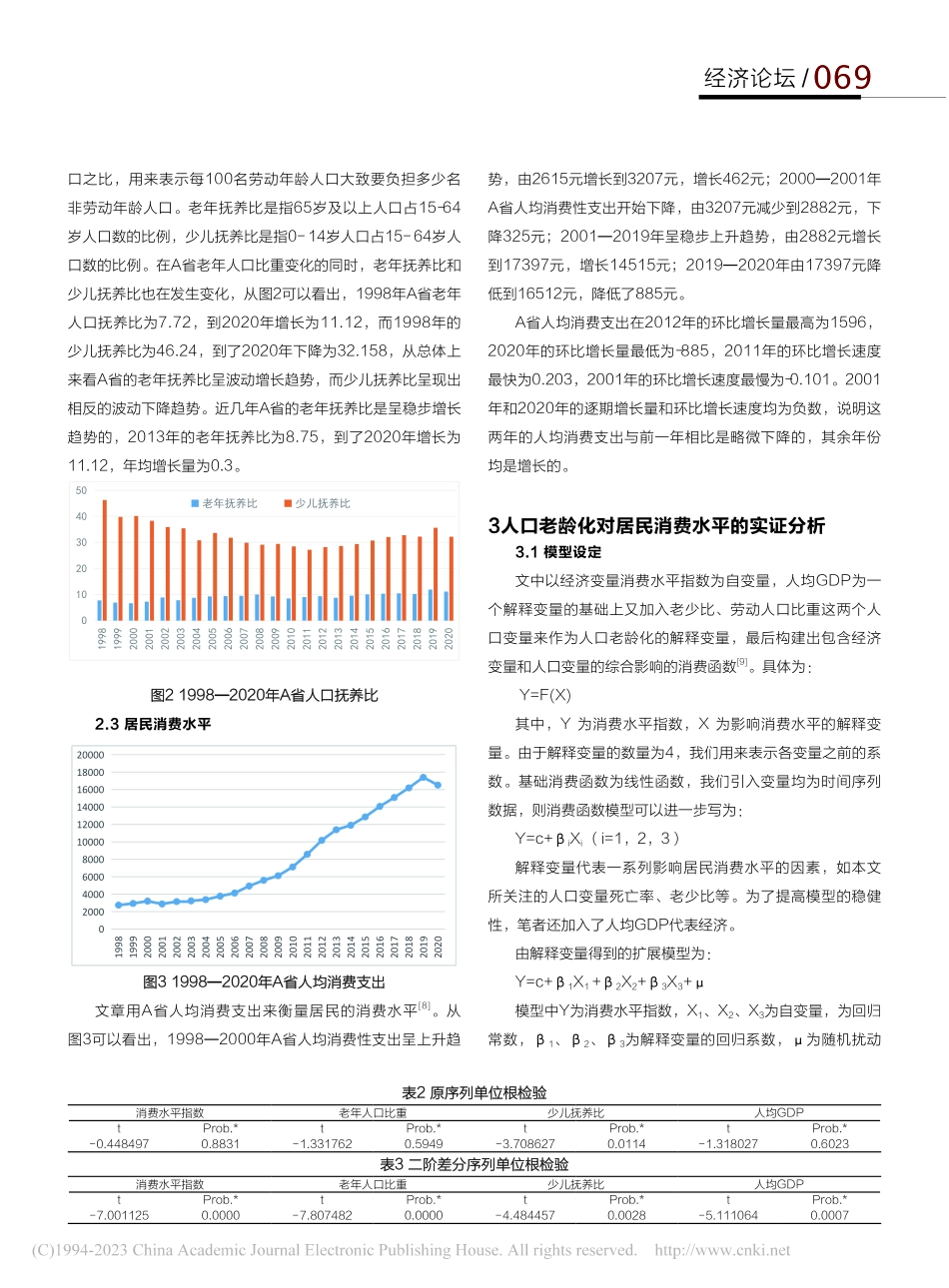 人口老龄化对居民消费水平的影响研究——以A省为例_马晓瑄.pdf_第2页