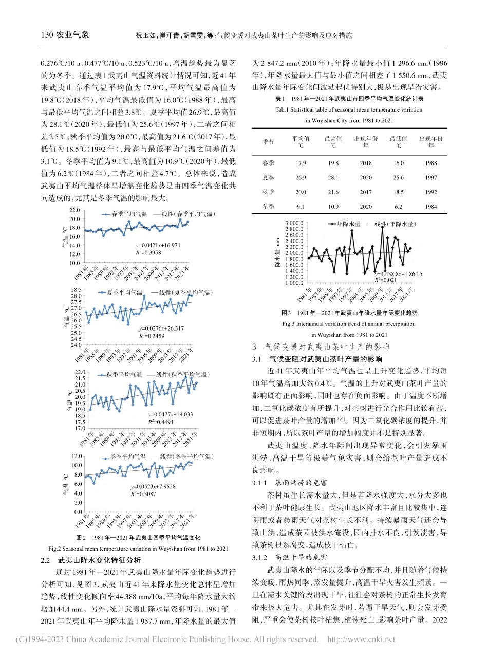 气候变暖对武夷山茶叶生产的影响及应对措施_祝玉如.pdf_第2页