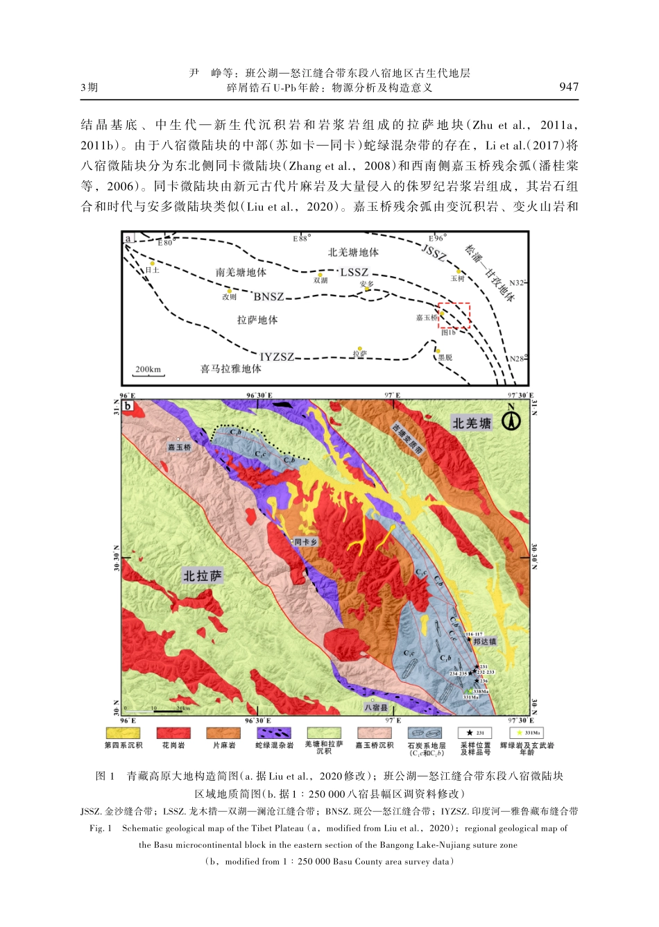 班公湖-怒江缝合带东段八宿地区古生代地层碎屑锆石U-Pb年龄：物源分析及构造意义.pdf_第3页